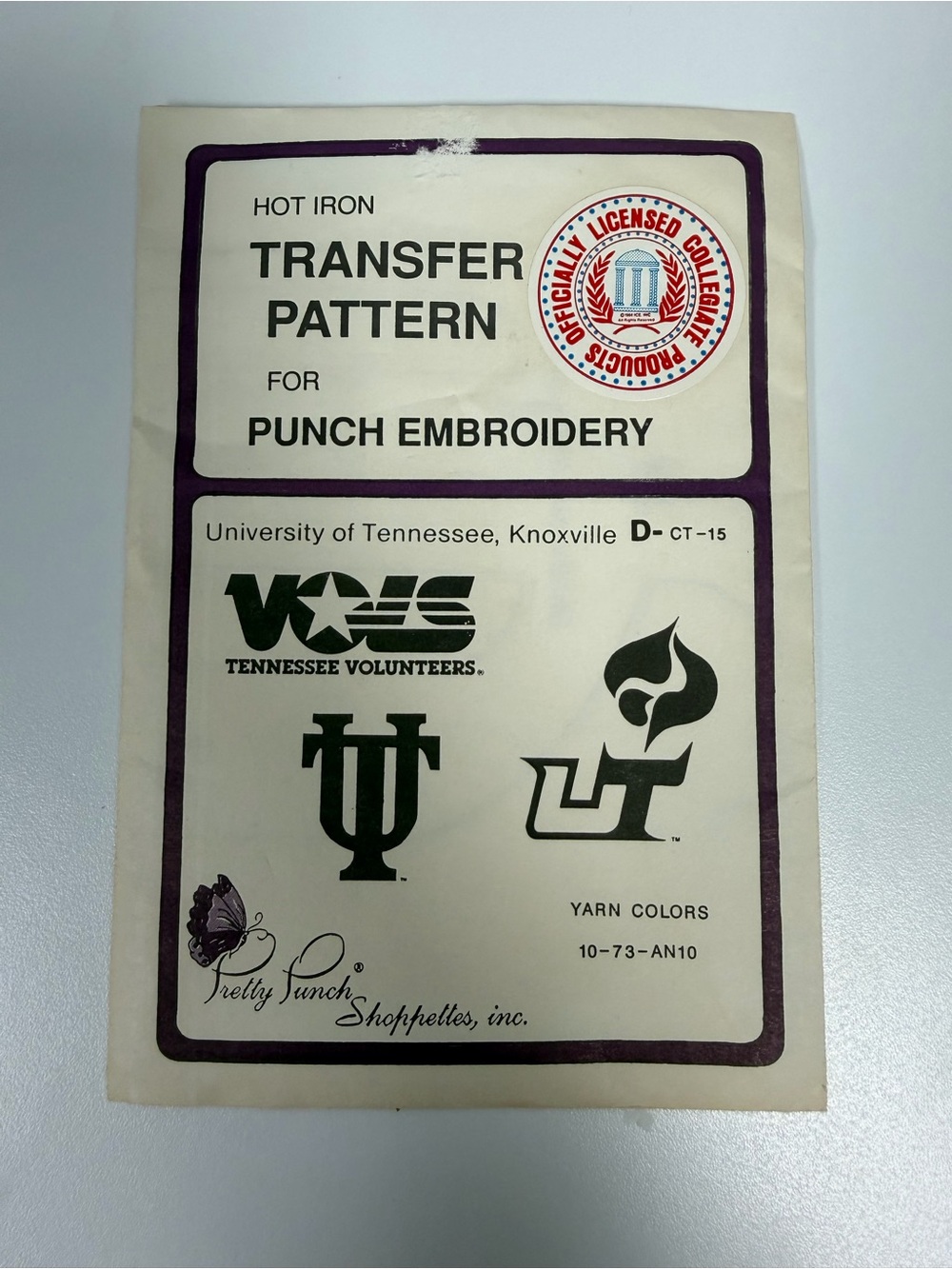 Pretty Punch Tennessee Volunteers Hot Iron Transfer Pattern - vintage '87